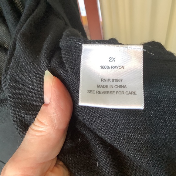 Olivia Sky Women's Black Open Long Cardigan 100% Rayon Knit Size 2X - Picture 9 of 9